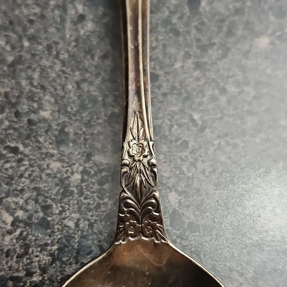 Nickel Silver Japan Ornate Floral Pattern Spoon